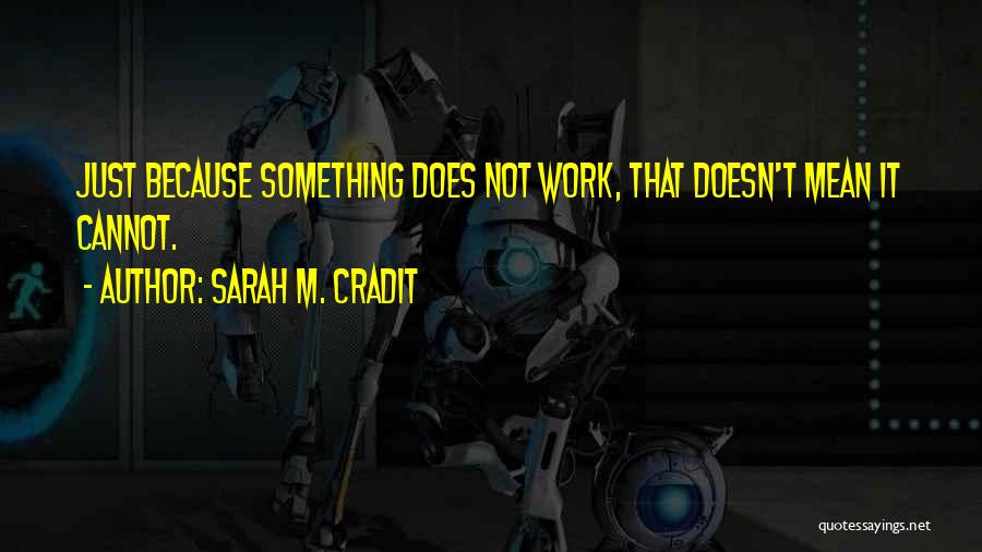 Sarah M. Cradit Quotes: Just Because Something Does Not Work, That Doesn't Mean It Cannot.