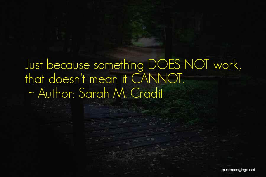 Sarah M. Cradit Quotes: Just Because Something Does Not Work, That Doesn't Mean It Cannot.