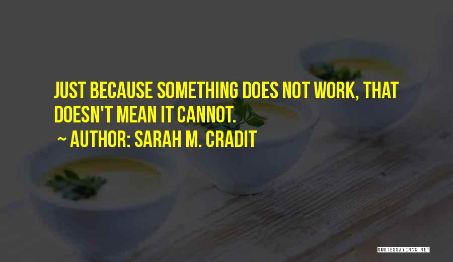 Sarah M. Cradit Quotes: Just Because Something Does Not Work, That Doesn't Mean It Cannot.