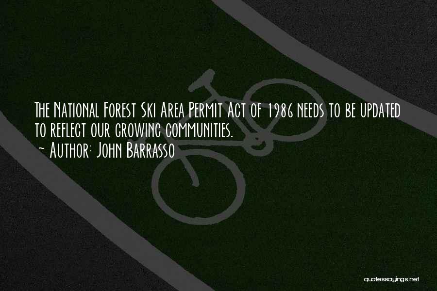 John Barrasso Quotes: The National Forest Ski Area Permit Act Of 1986 Needs To Be Updated To Reflect Our Growing Communities.