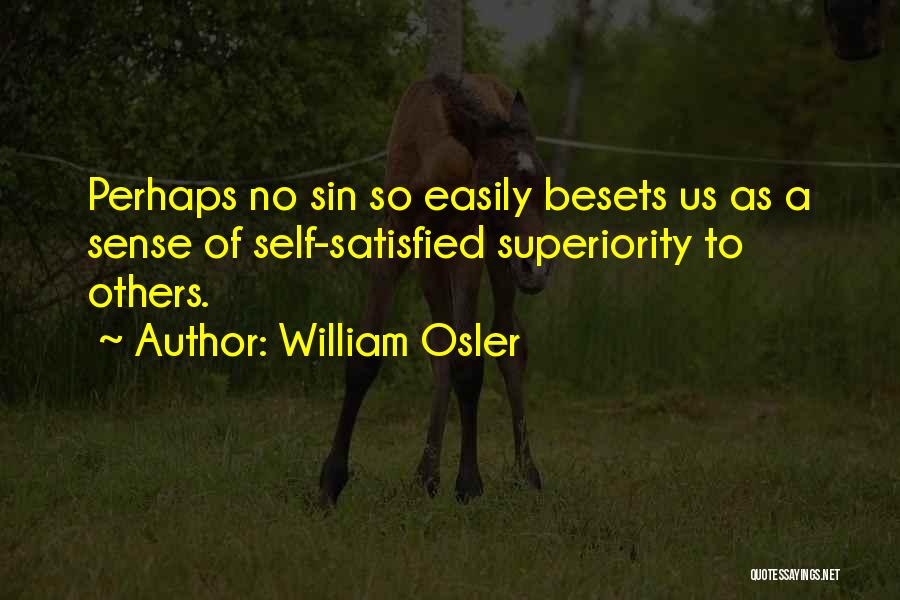 William Osler Quotes: Perhaps No Sin So Easily Besets Us As A Sense Of Self-satisfied Superiority To Others.