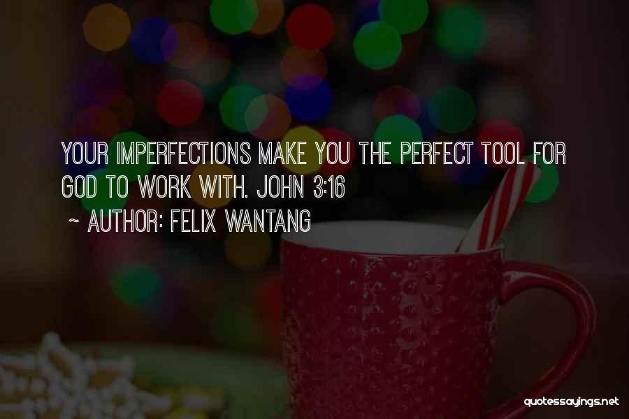 Felix Wantang Quotes: Your Imperfections Make You The Perfect Tool For God To Work With. John 3:16