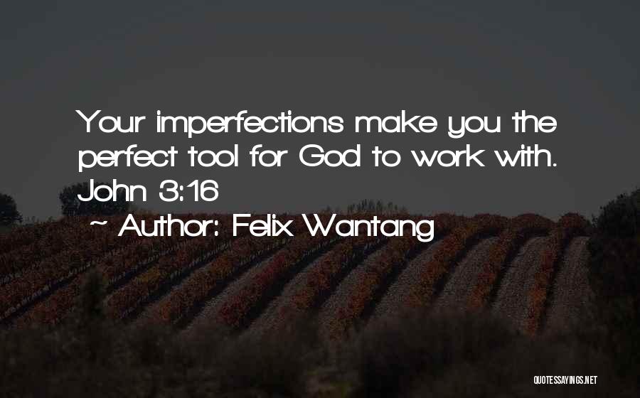 Felix Wantang Quotes: Your Imperfections Make You The Perfect Tool For God To Work With. John 3:16