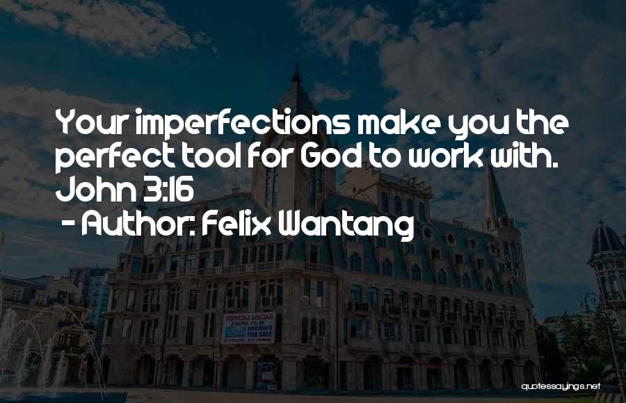 Felix Wantang Quotes: Your Imperfections Make You The Perfect Tool For God To Work With. John 3:16