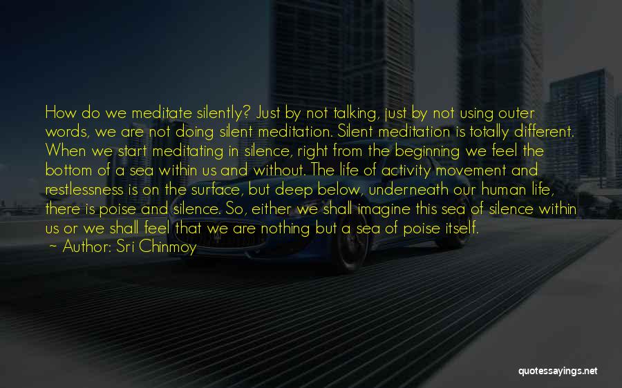 Sri Chinmoy Quotes: How Do We Meditate Silently? Just By Not Talking, Just By Not Using Outer Words, We Are Not Doing Silent