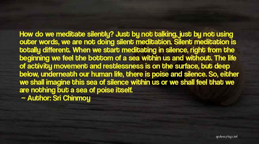 Sri Chinmoy Quotes: How Do We Meditate Silently? Just By Not Talking, Just By Not Using Outer Words, We Are Not Doing Silent