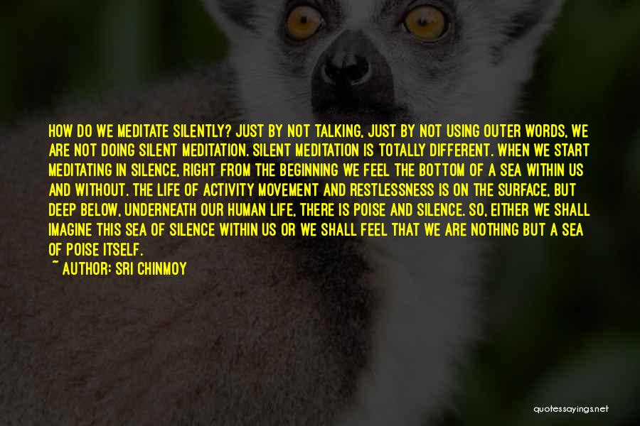 Sri Chinmoy Quotes: How Do We Meditate Silently? Just By Not Talking, Just By Not Using Outer Words, We Are Not Doing Silent