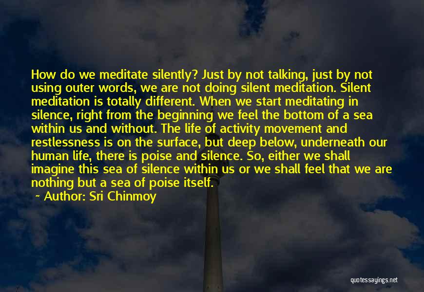 Sri Chinmoy Quotes: How Do We Meditate Silently? Just By Not Talking, Just By Not Using Outer Words, We Are Not Doing Silent