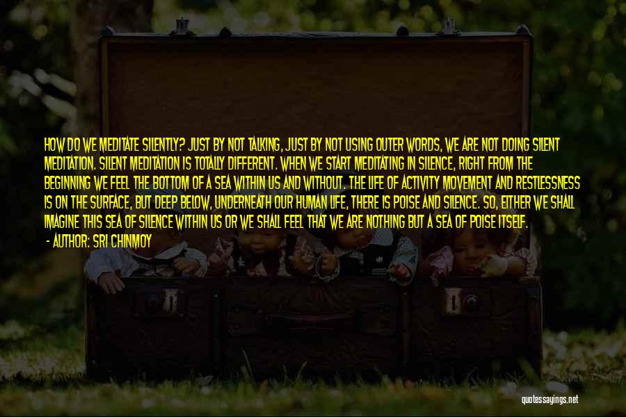 Sri Chinmoy Quotes: How Do We Meditate Silently? Just By Not Talking, Just By Not Using Outer Words, We Are Not Doing Silent