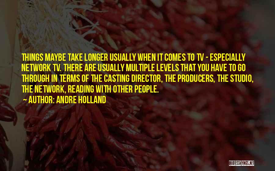 Andre Holland Quotes: Things Maybe Take Longer Usually When It Comes To Tv - Especially Network Tv. There Are Usually Multiple Levels That