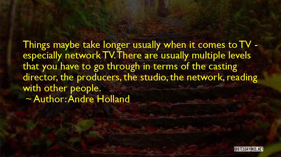 Andre Holland Quotes: Things Maybe Take Longer Usually When It Comes To Tv - Especially Network Tv. There Are Usually Multiple Levels That