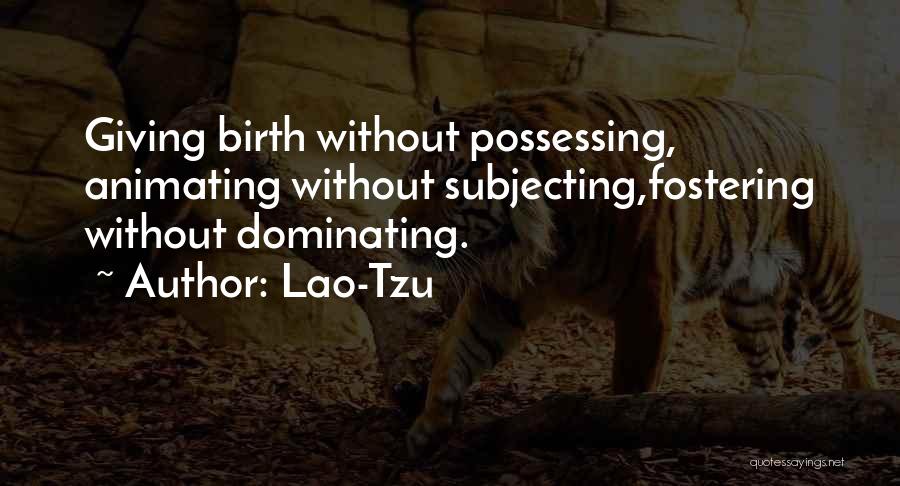 Lao-Tzu Quotes: Giving Birth Without Possessing, Animating Without Subjecting,fostering Without Dominating.