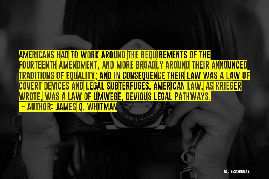 James Q. Whitman Quotes: Americans Had To Work Around The Requirements Of The Fourteenth Amendment, And More Broadly Around Their Announced Traditions Of Equality;