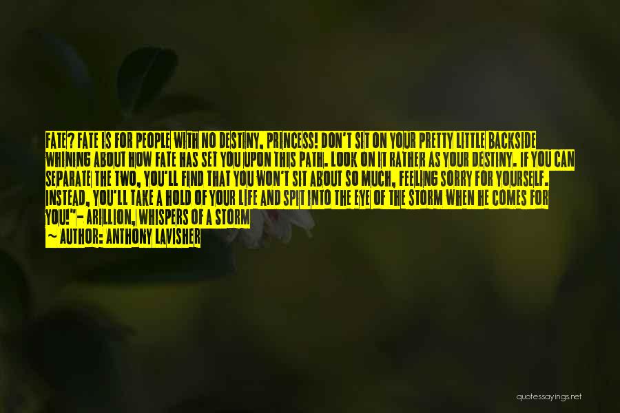 Anthony Lavisher Quotes: Fate? Fate Is For People With No Destiny, Princess! Don't Sit On Your Pretty Little Backside Whining About How Fate