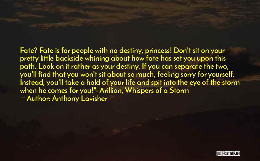 Anthony Lavisher Quotes: Fate? Fate Is For People With No Destiny, Princess! Don't Sit On Your Pretty Little Backside Whining About How Fate