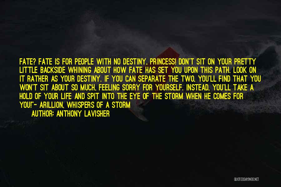 Anthony Lavisher Quotes: Fate? Fate Is For People With No Destiny, Princess! Don't Sit On Your Pretty Little Backside Whining About How Fate