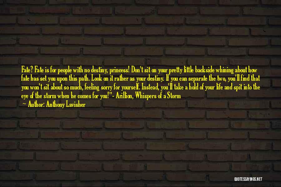 Anthony Lavisher Quotes: Fate? Fate Is For People With No Destiny, Princess! Don't Sit On Your Pretty Little Backside Whining About How Fate