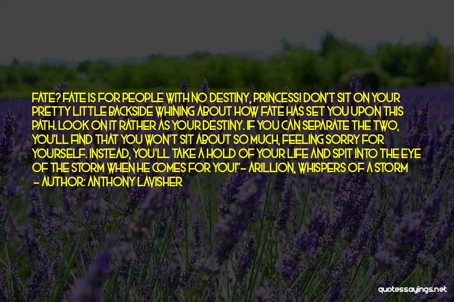 Anthony Lavisher Quotes: Fate? Fate Is For People With No Destiny, Princess! Don't Sit On Your Pretty Little Backside Whining About How Fate