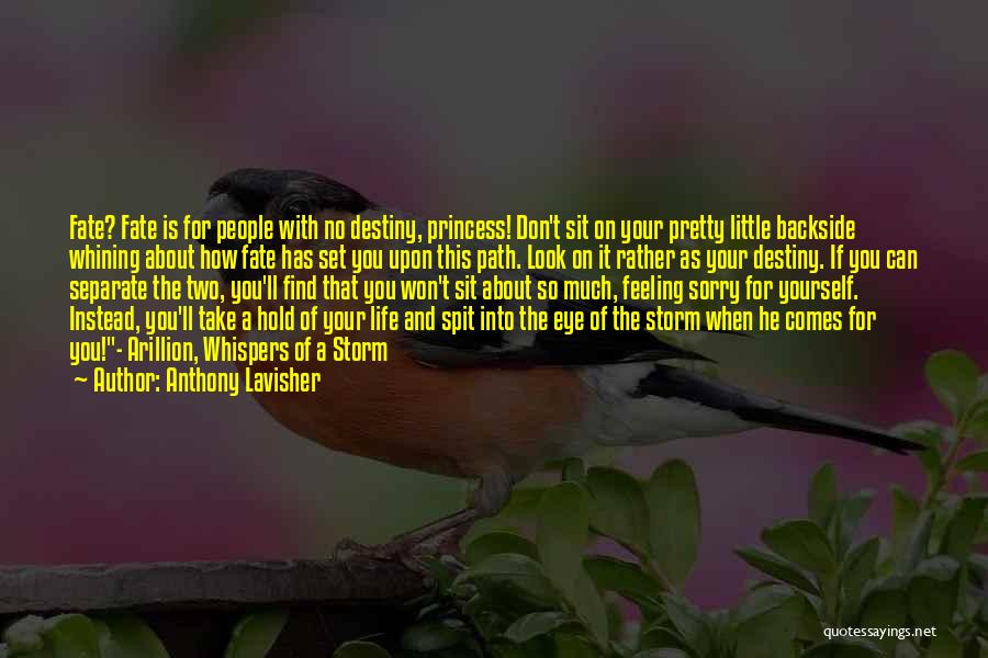 Anthony Lavisher Quotes: Fate? Fate Is For People With No Destiny, Princess! Don't Sit On Your Pretty Little Backside Whining About How Fate