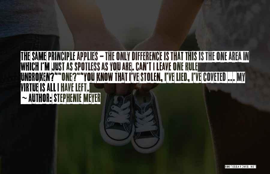 Stephenie Meyer Quotes: The Same Principle Applies - The Only Difference Is That This Is The One Area In Which I'm Just As