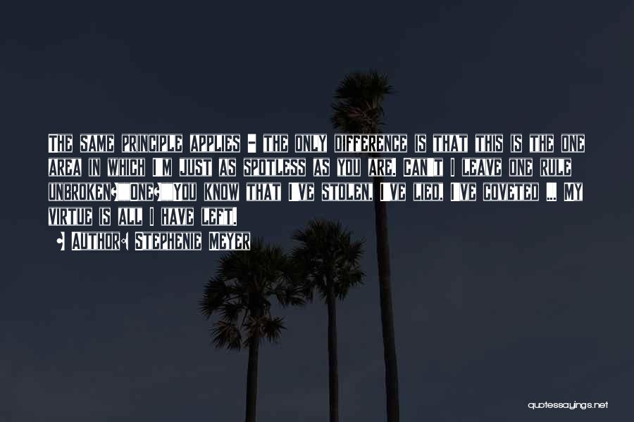 Stephenie Meyer Quotes: The Same Principle Applies - The Only Difference Is That This Is The One Area In Which I'm Just As