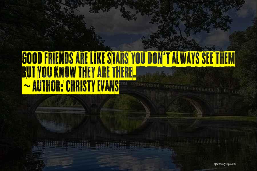 Christy Evans Quotes: Good Friends Are Like Stars You Don't Always See Them But You Know They Are There.