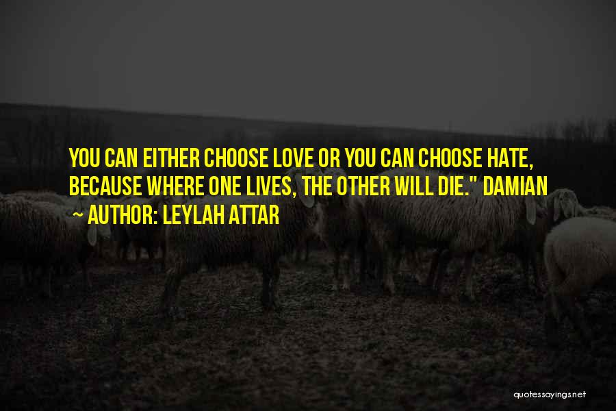 Leylah Attar Quotes: You Can Either Choose Love Or You Can Choose Hate, Because Where One Lives, The Other Will Die. Damian