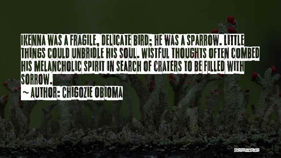 Chigozie Obioma Quotes: Ikenna Was A Fragile, Delicate Bird; He Was A Sparrow. Little Things Could Unbridle His Soul. Wistful Thoughts Often Combed