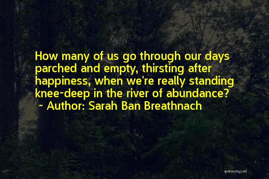 Sarah Ban Breathnach Quotes: How Many Of Us Go Through Our Days Parched And Empty, Thirsting After Happiness, When We're Really Standing Knee-deep In