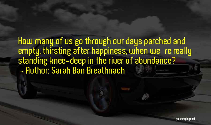 Sarah Ban Breathnach Quotes: How Many Of Us Go Through Our Days Parched And Empty, Thirsting After Happiness, When We're Really Standing Knee-deep In