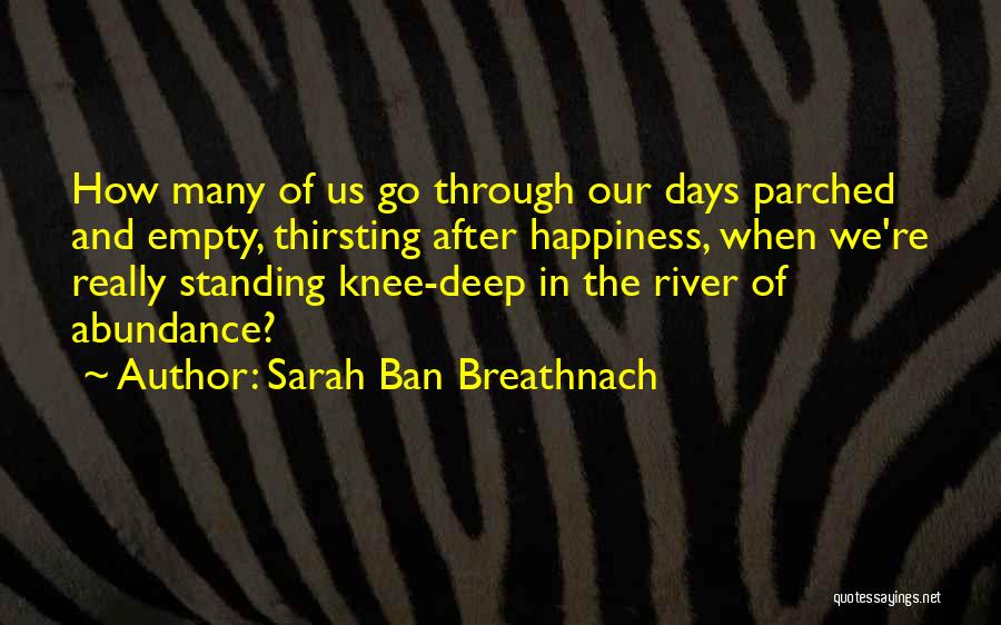 Sarah Ban Breathnach Quotes: How Many Of Us Go Through Our Days Parched And Empty, Thirsting After Happiness, When We're Really Standing Knee-deep In