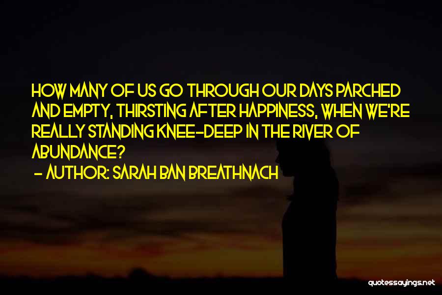 Sarah Ban Breathnach Quotes: How Many Of Us Go Through Our Days Parched And Empty, Thirsting After Happiness, When We're Really Standing Knee-deep In