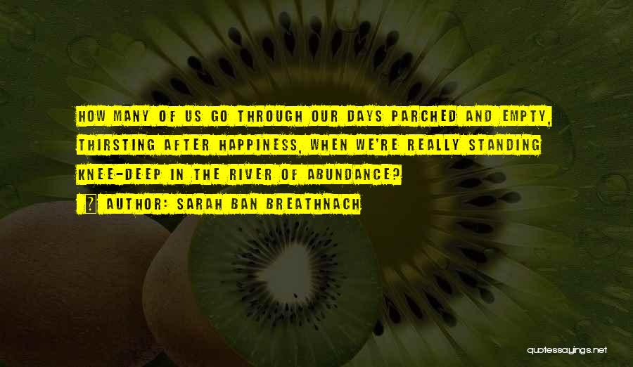 Sarah Ban Breathnach Quotes: How Many Of Us Go Through Our Days Parched And Empty, Thirsting After Happiness, When We're Really Standing Knee-deep In