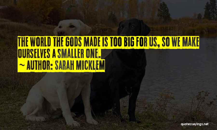 Sarah Micklem Quotes: The World The Gods Made Is Too Big For Us, So We Make Ourselves A Smaller One.