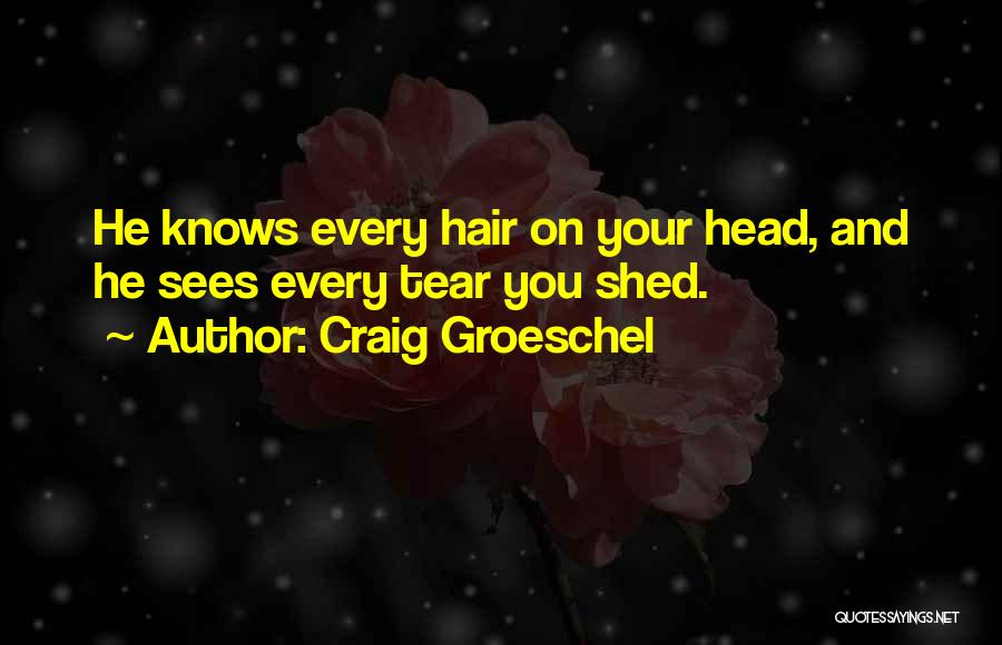 Craig Groeschel Quotes: He Knows Every Hair On Your Head, And He Sees Every Tear You Shed.