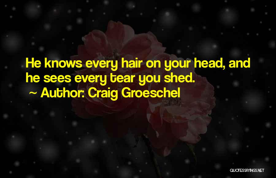 Craig Groeschel Quotes: He Knows Every Hair On Your Head, And He Sees Every Tear You Shed.