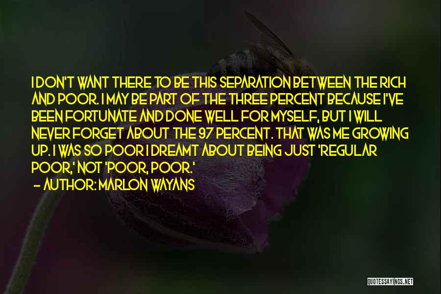 Marlon Wayans Quotes: I Don't Want There To Be This Separation Between The Rich And Poor. I May Be Part Of The Three