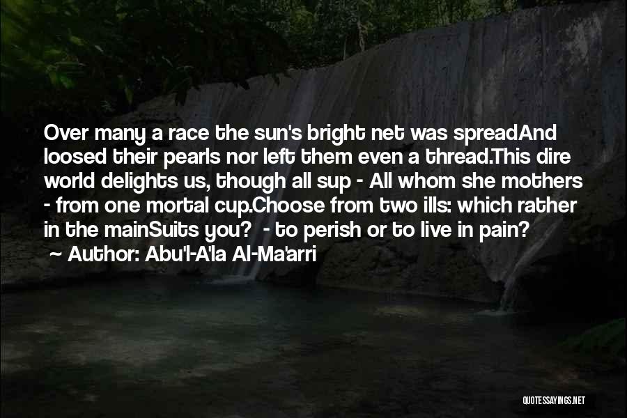 Abu'l-A'la Al-Ma'arri Quotes: Over Many A Race The Sun's Bright Net Was Spreadand Loosed Their Pearls Nor Left Them Even A Thread.this Dire