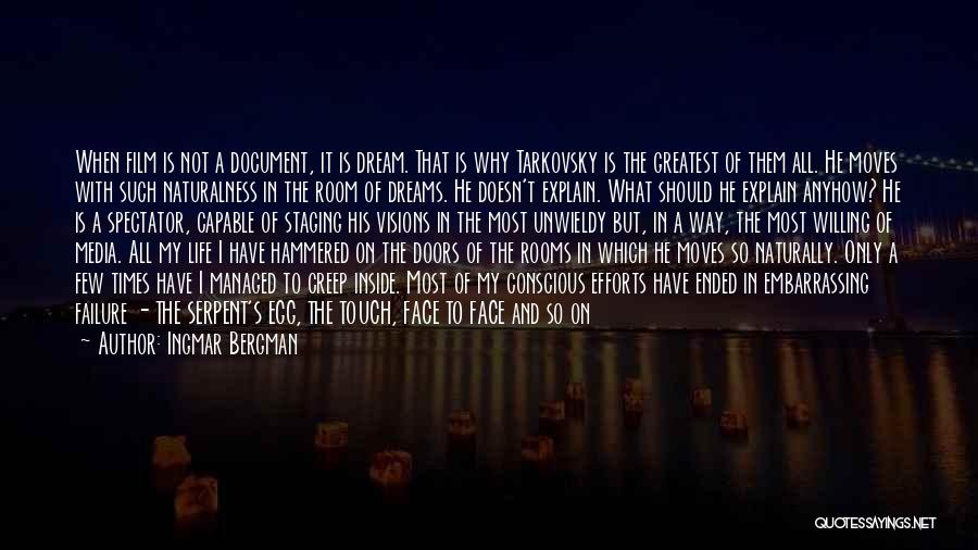 Ingmar Bergman Quotes: When Film Is Not A Document, It Is Dream. That Is Why Tarkovsky Is The Greatest Of Them All. He