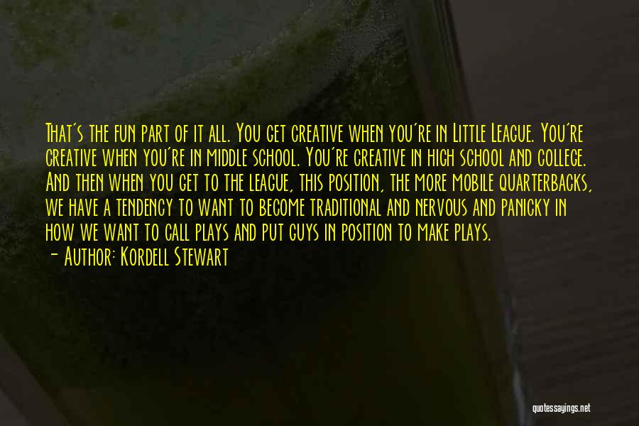 Kordell Stewart Quotes: That's The Fun Part Of It All. You Get Creative When You're In Little League. You're Creative When You're In