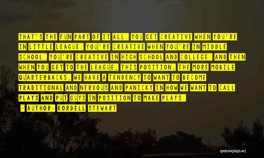 Kordell Stewart Quotes: That's The Fun Part Of It All. You Get Creative When You're In Little League. You're Creative When You're In