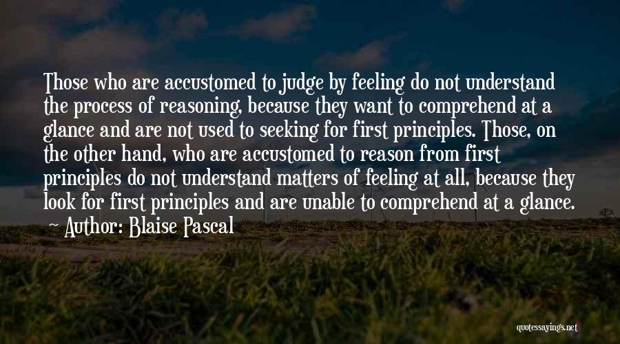 Blaise Pascal Quotes: Those Who Are Accustomed To Judge By Feeling Do Not Understand The Process Of Reasoning, Because They Want To Comprehend