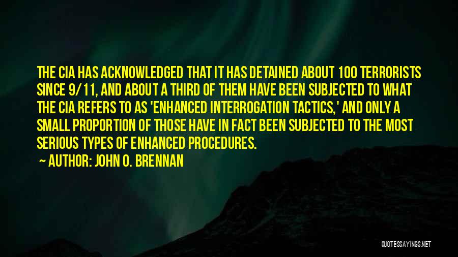 John O. Brennan Quotes: The Cia Has Acknowledged That It Has Detained About 100 Terrorists Since 9/11, And About A Third Of Them Have