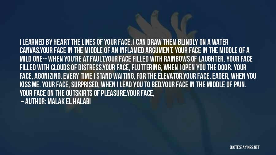 Malak El Halabi Quotes: I Learned By Heart The Lines Of Your Face. I Can Draw Them Blindly On A Water Canvas.your Face In