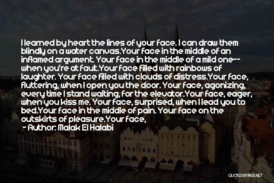 Malak El Halabi Quotes: I Learned By Heart The Lines Of Your Face. I Can Draw Them Blindly On A Water Canvas.your Face In