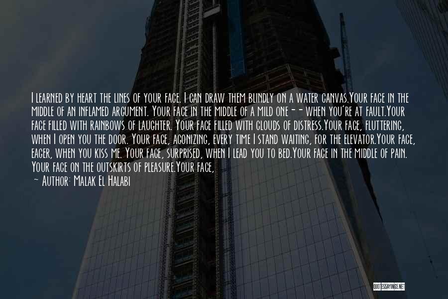 Malak El Halabi Quotes: I Learned By Heart The Lines Of Your Face. I Can Draw Them Blindly On A Water Canvas.your Face In