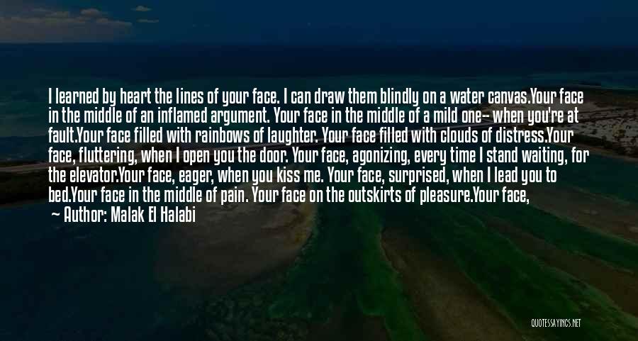 Malak El Halabi Quotes: I Learned By Heart The Lines Of Your Face. I Can Draw Them Blindly On A Water Canvas.your Face In