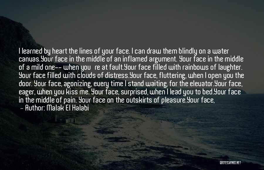 Malak El Halabi Quotes: I Learned By Heart The Lines Of Your Face. I Can Draw Them Blindly On A Water Canvas.your Face In