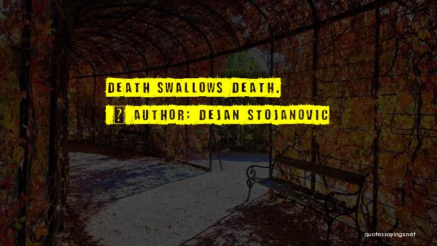 Dejan Stojanovic Quotes: Death Swallows Death.