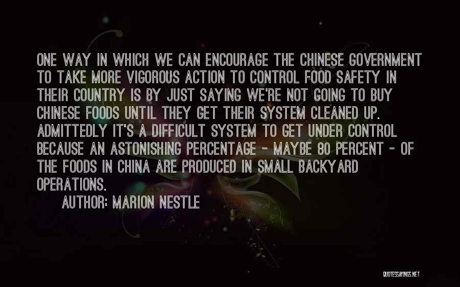 Marion Nestle Quotes: One Way In Which We Can Encourage The Chinese Government To Take More Vigorous Action To Control Food Safety In